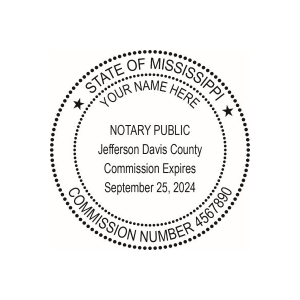 Round Self-Inking Mississippi Notary Stamp Imprint